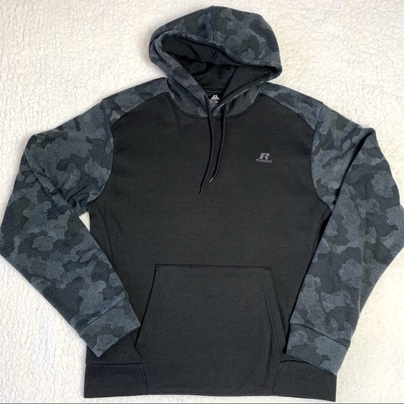 Russel Athletic Men’s Pull Over Black Hoodie Sweatshirt Camouflage Print Size S - Picture 1 of 4